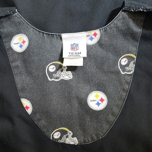 NFL Pittsburg Steelers Scrub Top M Black Logo Team Apparel V-Neck Short Sleeve - Picture 6 of 9